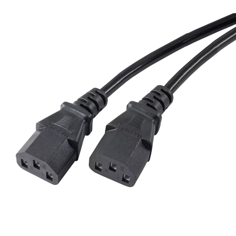 Akyga AK-PC-04A Power Splitter Cable CEE 7/7 to 2x IEC C13, 1.8 m, Black