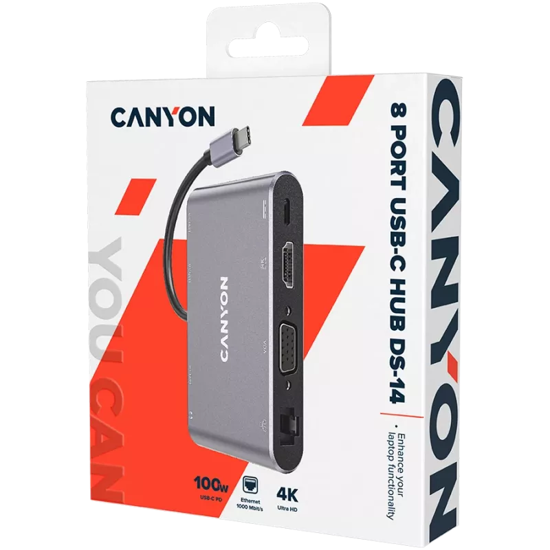 Canyon DS-14 - docking station - USB-C - VGA, HDMI