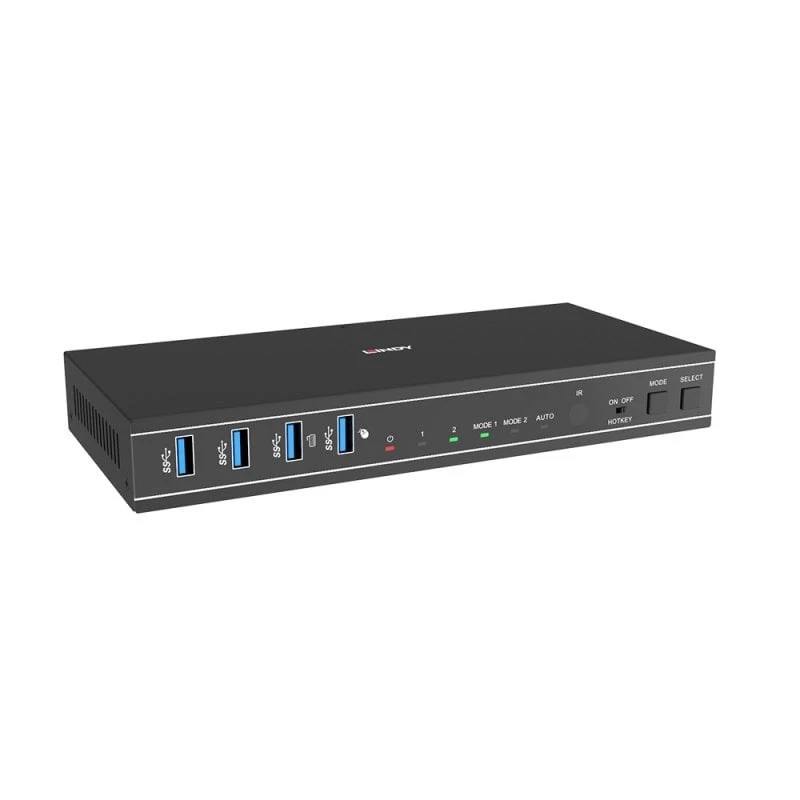 Lindy 2 Port Dual Head HDMI 4K60, USB 3.0 KVM Switch, 4096 x 2160 pixels, 4K Ultra HD, Black