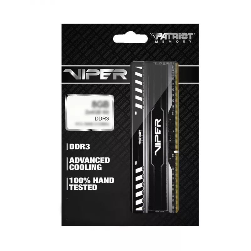 Patriot Viper 3 Black Mamba PV38G160C9K memory 8 GB (2x 4 GB) DDR3 1600 MHz CL9 DIMM, Black