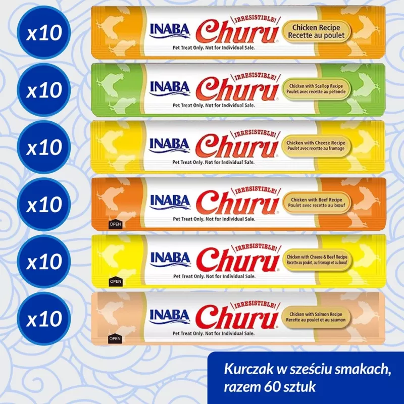 Cat treat Inaba Foods Churu Varieties — chicken, 60 x 14 g tubes