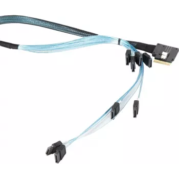 Supermicro - Internal SAS-Cable - 1x8 Slim SAS (SFF-8654) (M) left-angled to SATA (M) 70 cm