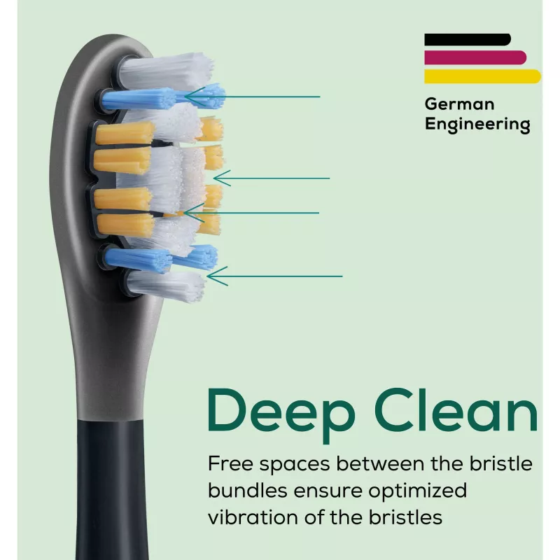 Beurer SC Premium Plaque Eraser Green Planet brush heads, black, 4-pack