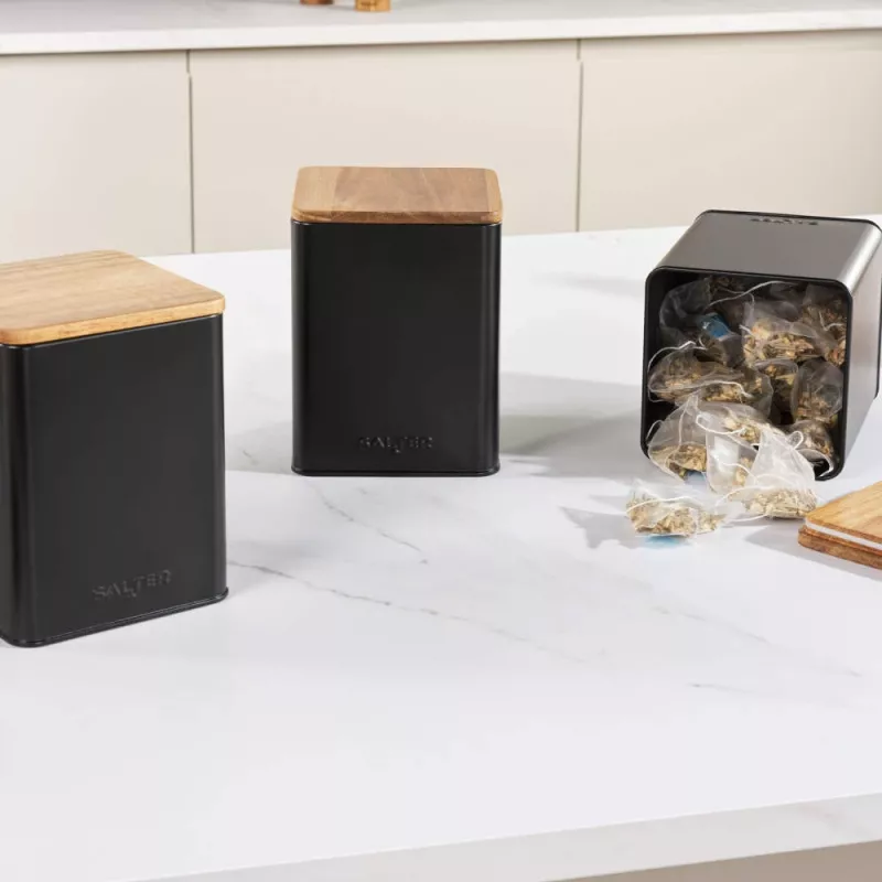 Bread Bin Set Salter BW129001EU7 Black 4-piece – storage containers for bread and baked goods