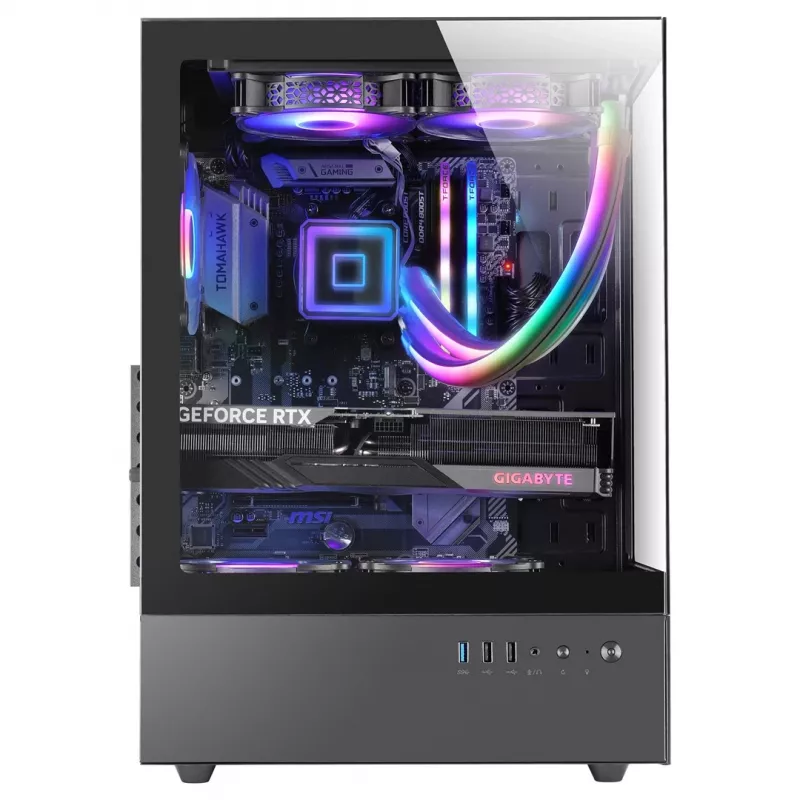 PC Case TACENS Mars Gaming MC-XO Midi Tower Black — ATX/Micro-ATX/Mini-ITX, bottom PSU, 1×120mm rear fan, supports up to 328 mm GPU
