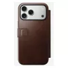 Nomad Modern Leather Folio mobile phone case Cover for iPhone 17 Pro Max — Brown, leather, 6.3 inch screen, 4 card pockets