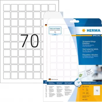 HERMA Special - Film labels - matte - self-adhesive - White - 24 x 24 mm 1750 label(s) (25 Sheets x 70) (8339)