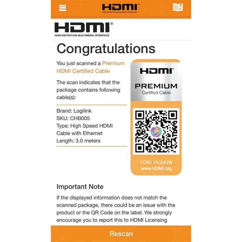 HDMI cable LogiLink CHB005 3 m