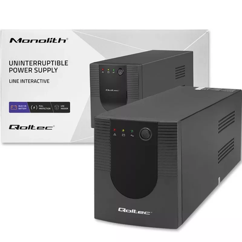 Uninterruptible Power Supply UPS Qoltec 53775 1.2 kVA 720 W 4 AC outlets