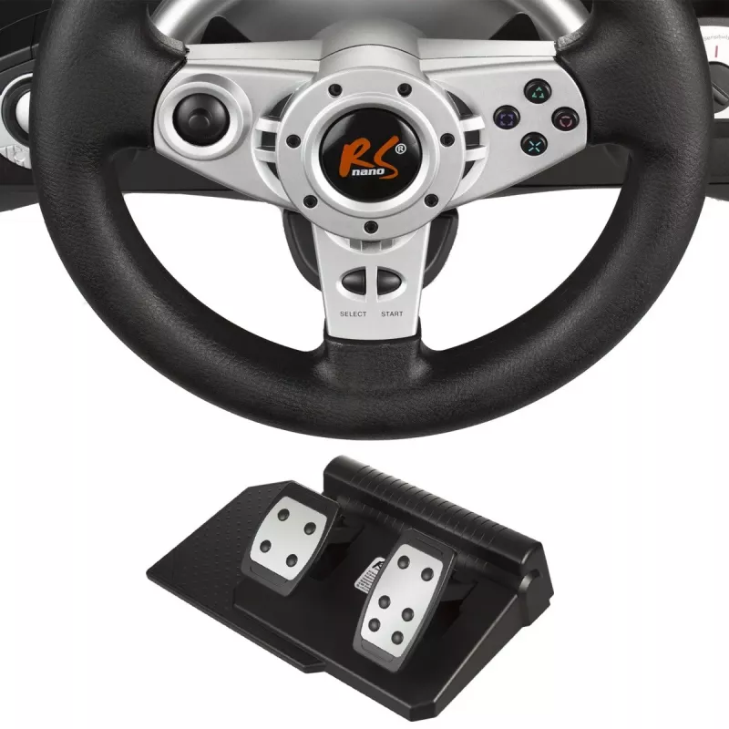 Steering wheel nano rs RS700 wired USB 270° rotation, 10 buttons, pedals, vibration, 1.8 m cable
