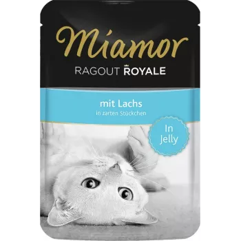 Wet cat food Miamor Ragout Royale in Jelly Salmon 100 g — adult, 82 kcal/100g, protein 8%, fat 5%, moisture 82%