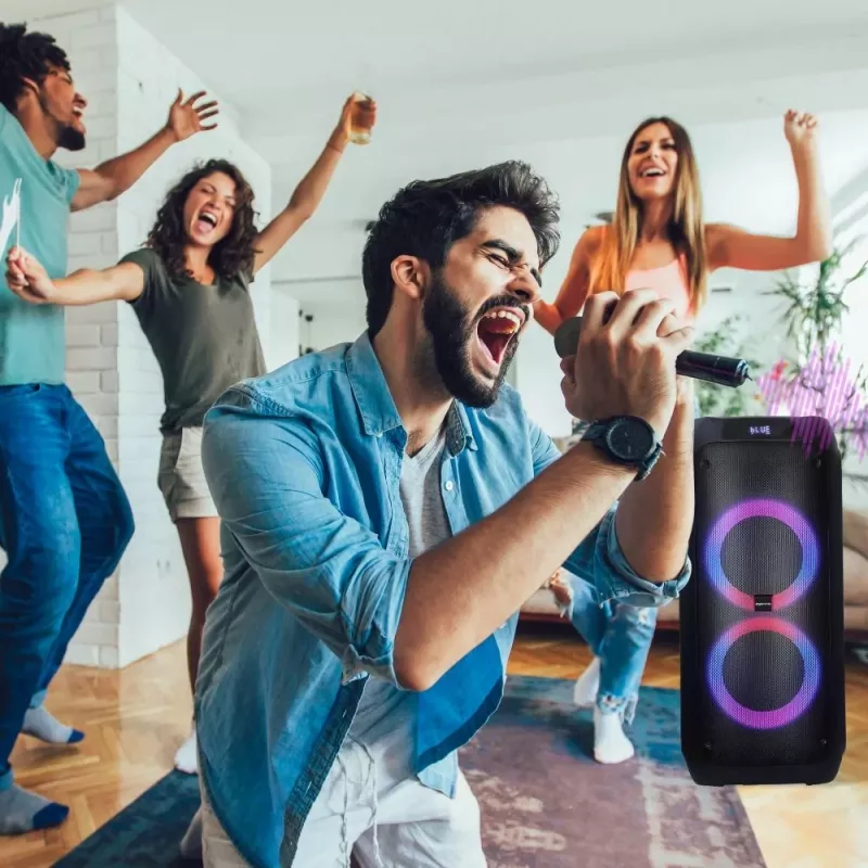 Portable speaker MANTA ATTIS SPK0802 120W, Bluetooth, wired input, rechargeable, FM, LED lights