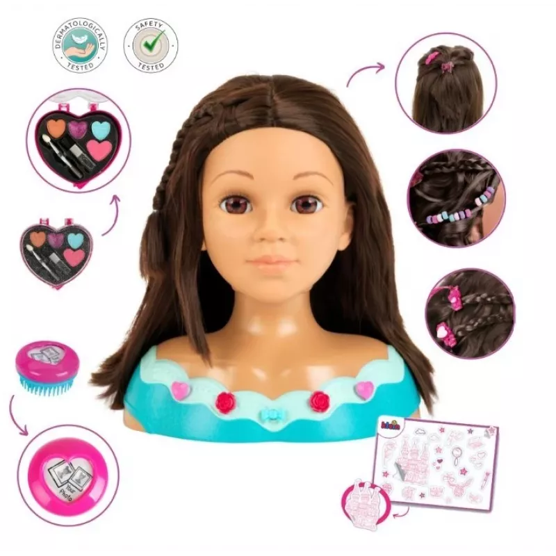 KLEIN Styling Head Klein Mia 5201 with realistic hair and accessories for hairstyling practice