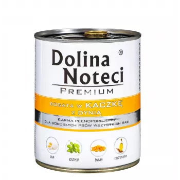 Wet dog food dolina noteci Premium Rich in duck with pumpkin 800 g — complete adult dog food, grain-free, 78% moisture