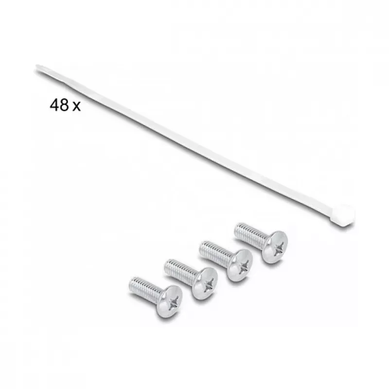 DeLOCK 19 inch Keystone Patch Panel 48 port with strain reliefs 2U grey
