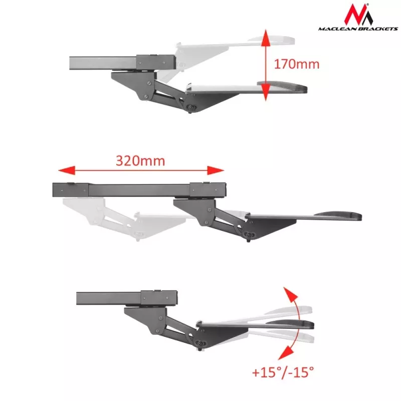 Maclean MC-757 Keyboard and Mouse Holder Tray for Desk 67cm Surface