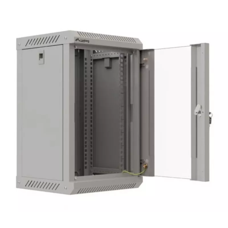 Lanberg WF11-3309-10S 9U Wall-Mount Rack Cabinet 10 inch 300x300 Grey Glass Door