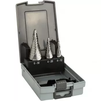 Step Drill Bit Bosch HSS 3-Flat Shank Set for Aluminium Plastic