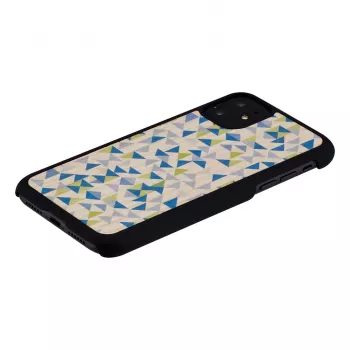 Phone case man and wood for iPhone 11 — blue triangle on black, protective hard-shell