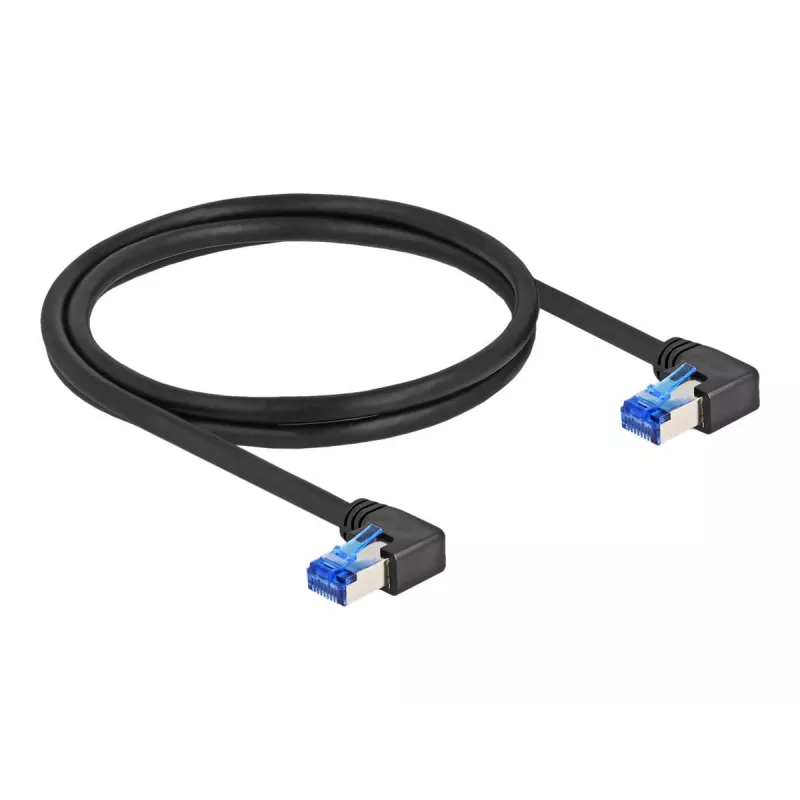 Network Cable DeLOCK RJ45 Cat.6A S/FTP Right Angled 1m Black