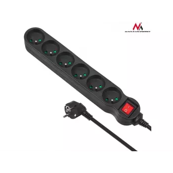 Power Extension Maclean MCE188 5m 6 AC Outlets Indoor Black