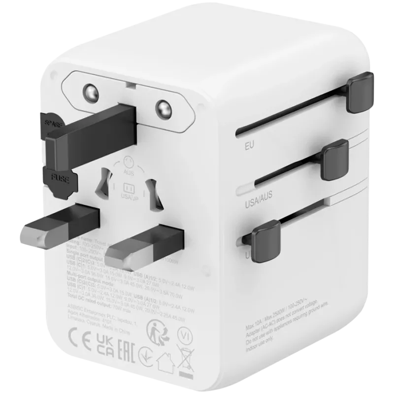CANYON Travel Adapter OnTour 70 EU/UK/US/AUS 70W White