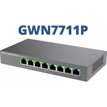 Managed L2 Gigabit PoE Network Switch Grandstream GWN7711P — 8x RJ-45 10/100/1000, 48V DC, Desktop/Wall-mount