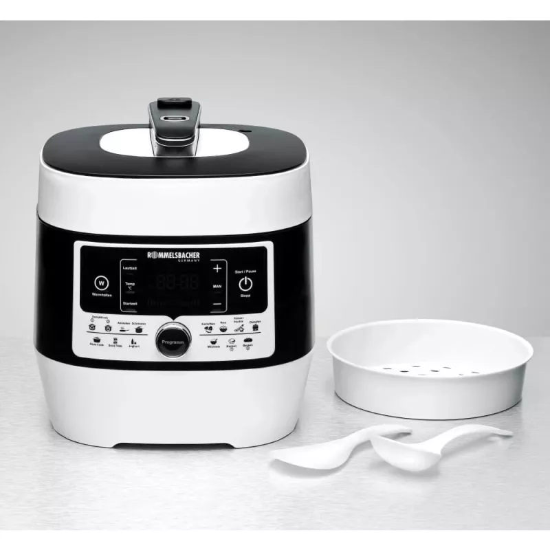 Electric pressure cooker Rommelsbacher MD 1000 – 4 L, 1000 W, 14 programs, white/black