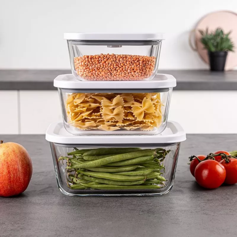 Rommelsbacher Vacuum Sealer Glass Container Set VCG 1, 3-piece (350 ml, 670 ml, 1100 ml), transparent