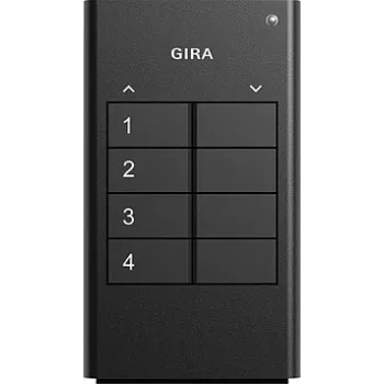 GIRA 535410. Type: Handheld, Interface: RF Wireless, Transmission Technology: Wireless. Battery Technology: Lithium, Battery-/Battery Type: CR 2450N, Operating Voltage: 3 V. B