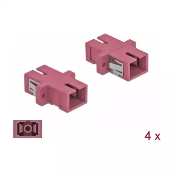Fibre optic connector SC female–female DELOCK 85995, violet, pack of 4