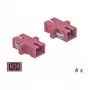 Fibre optic connector SC female–female DELOCK 85995, violet, pack of 4
