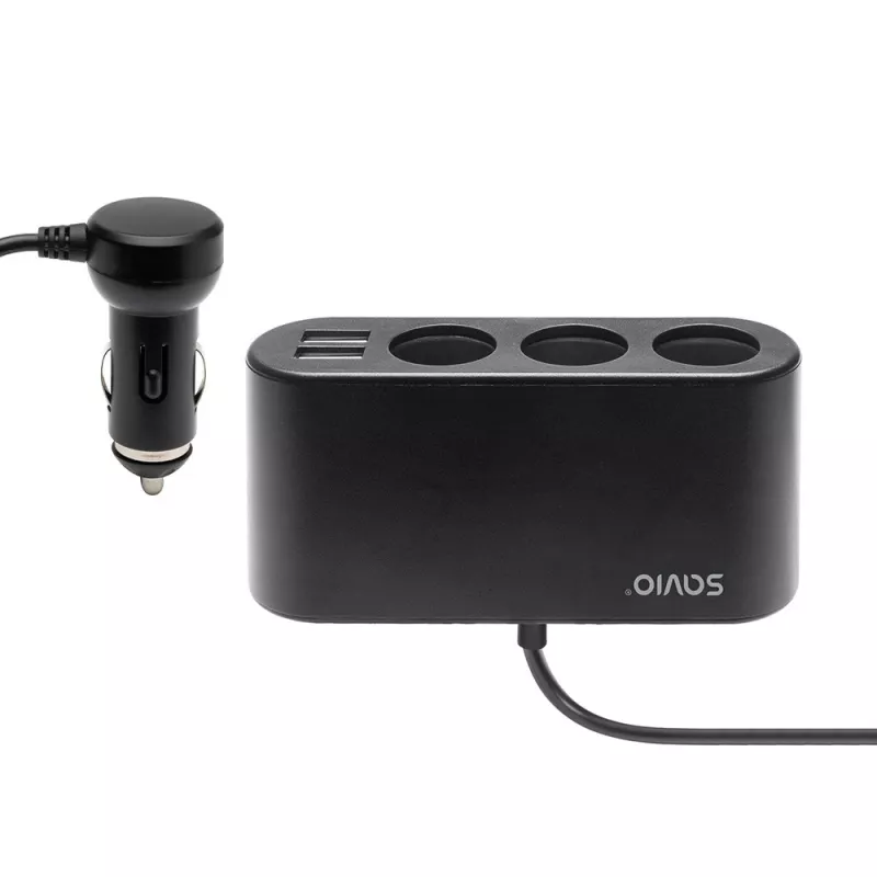 Car USB charger SAVIO SA-024 — universal mobile device charger, input 12–24 V, output 5 V, black, cigar lighter