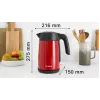 Electric kettle Bosch TWK7L464 — 1.7 L capacity, 2400 W, red, plastic housing