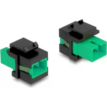 Keystone module DELOCK 87121 — SC adapter, flat construction, green/black, 16.5×27.4×21.9 mm
