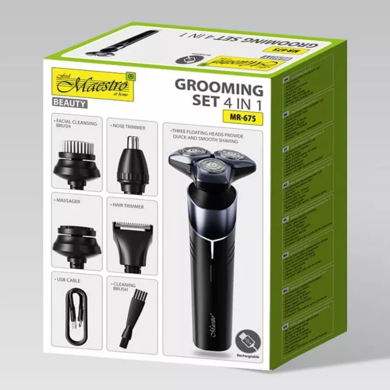 Electric 5-in-1 rechargeable waterproof shaving kit Maestro MR-675 with USB charging