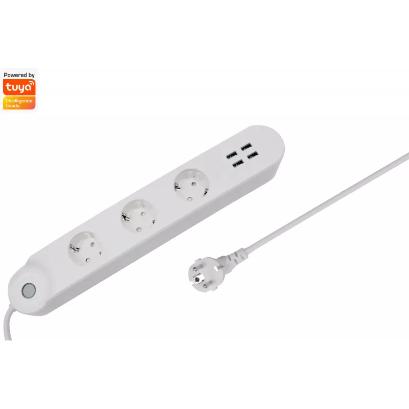 Smart power strip Denver SHP-300U 3 AC outlets Type E 4 White