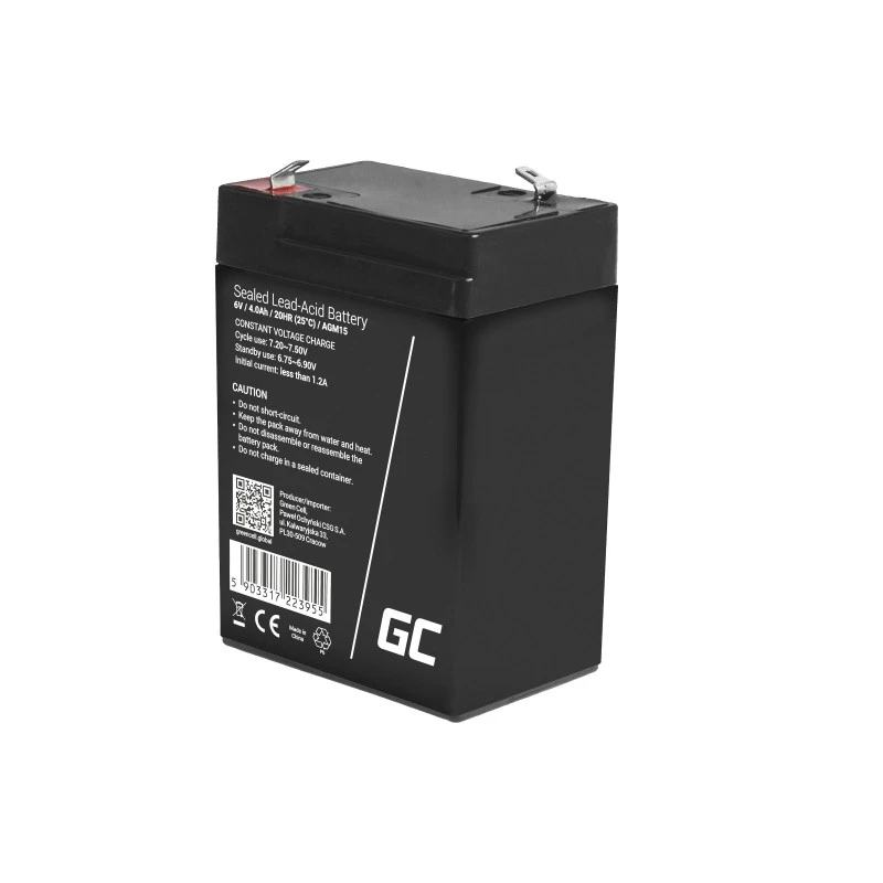 UPS battery Green Cell AGM15, 6 V, 4 Ah, Sealed Lead Acid (VRLA), black, 680 g