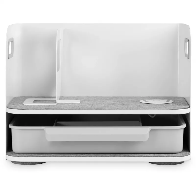 Digitus Desktop Organizer with Qi Charger Steel Grey White 1 Drawer