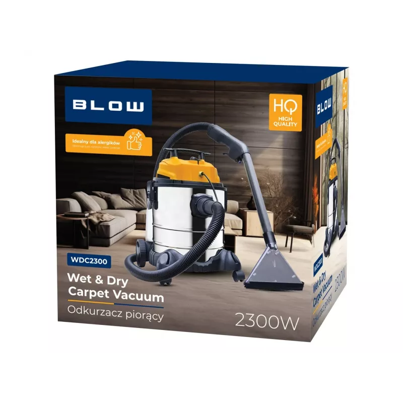 Ride-on washing vacuum cleaner BLOW WDC2300 — dirty water 25 L, fresh water 4.5 L, 1.5 m hose, 6 m cord, 7.35 kg