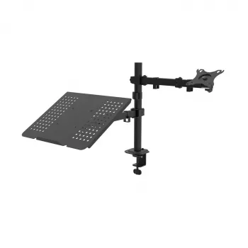 Akyga AK-MB-04 Monitor Desk Mount with Laptop Tray, 15-32 inch, 2x 10 kg, VESA 75x75 / 100x100, Black