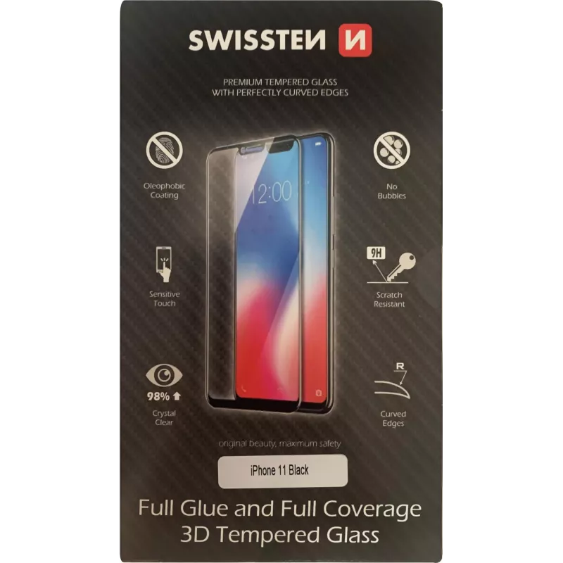 Screen protector SWISSTEN 3D Full Glue Glass for iPhone 11, black