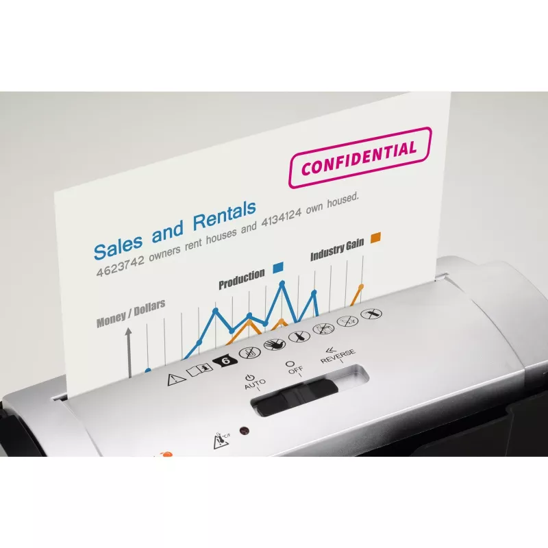 Paper shredder PEACH PS400-02, strip shredding, 22 cm working width, 7 mm cut, black/silver