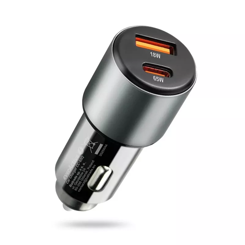 Car charger everActive CC-60Q, QC3.0, up to 83W, USB car power adapter