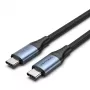 Vention USB4 Gen 3x2 Type-C to Type-C Cable 1 m, 5A, Aluminum Alloy, Cotton Braided