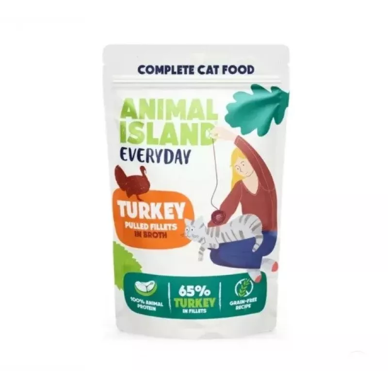 ANIMAL ISLAND Turkey in broth cat food mono-pack 40x85g