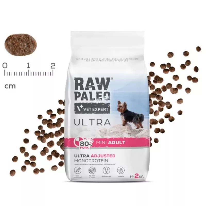 VETEXPERT RAW PALEO Ultra Pork Mini Adult dry dog food 2 kg