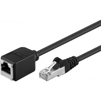Wentronic Goobay CAT 5e Extension Cable F/UTP, Black, 1 m - Copper Material, RJ45-Plug (8P8C) RJ45-Socket (8P8C) (91886)
