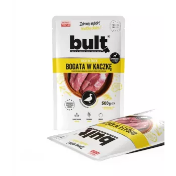 Wet dog food BULT Rich in duck 500 g — complete canned diet for adult dogs, 12% protein, 6.5% fat, 77% moisture