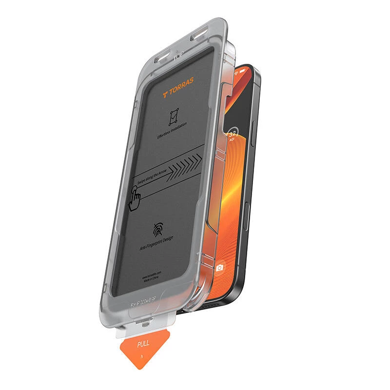 Privacy Glass screen protector Torras Install Master for iPhone 16 Plus (model X00FX1563)